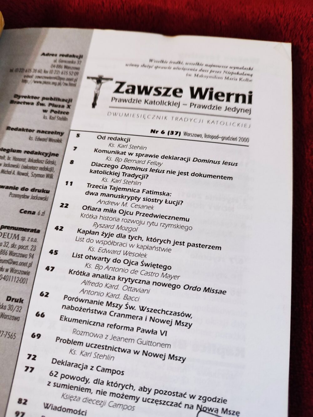 Zawsze Wierni nr 6(37)/2000 o reformie liturgicznej - obrazek 2