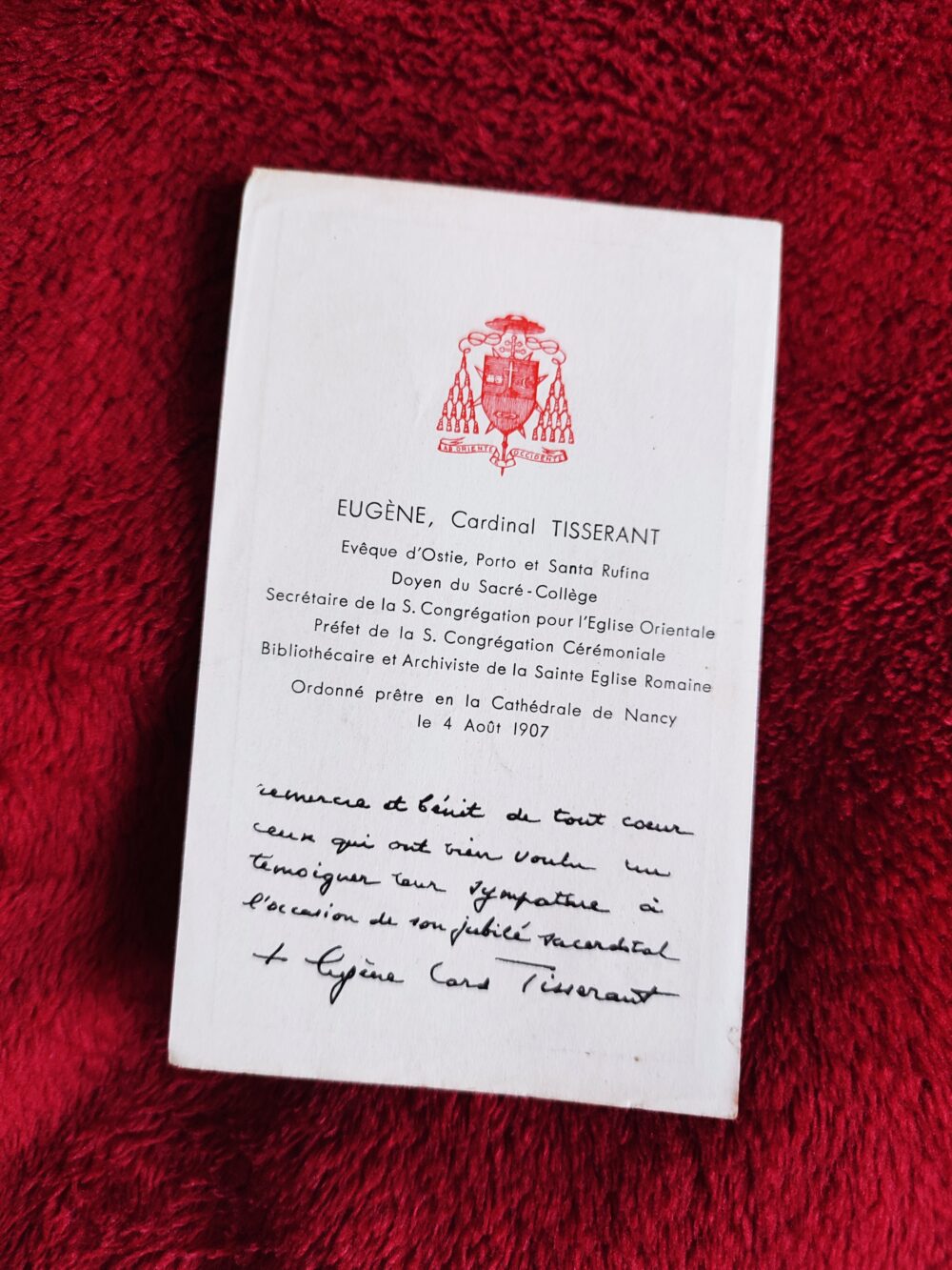 Obrazek z kardynałem Tisserantem upamiętniający jego jubileusz kapłański [1957] - obrazek 2