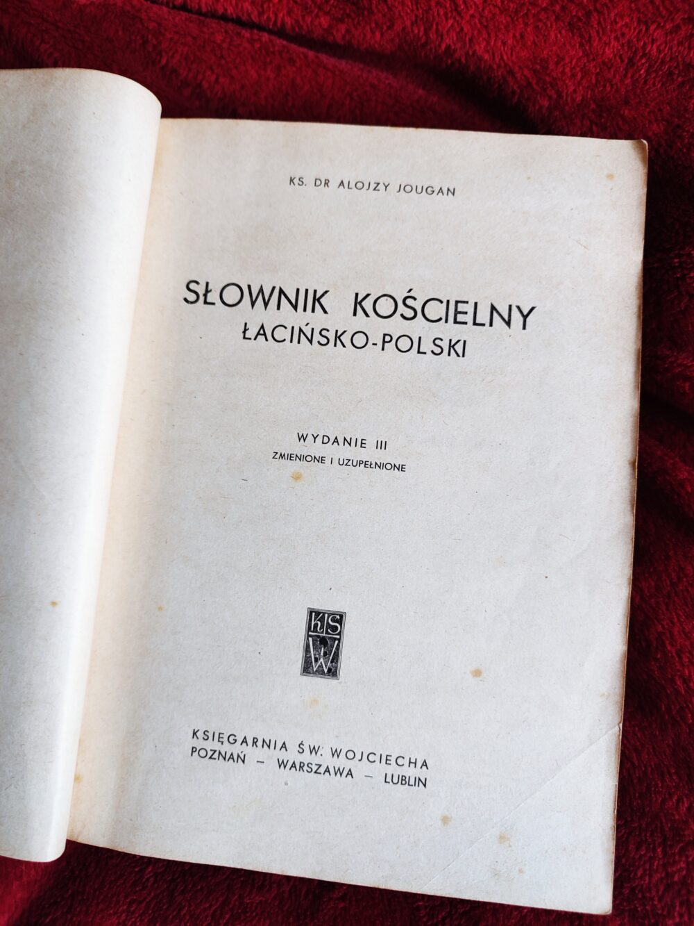 Ks. dr Alojzy Jougan, "Słownik kościelny łacińsko-polski" [1958]