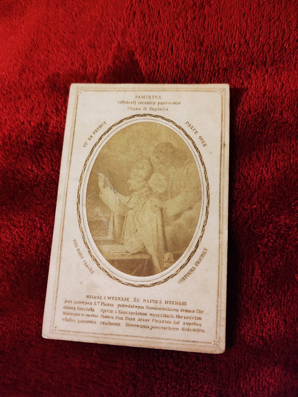 Obrazek z Papieżem Piusem IX (pamiątka 25. rocznicy panowania)