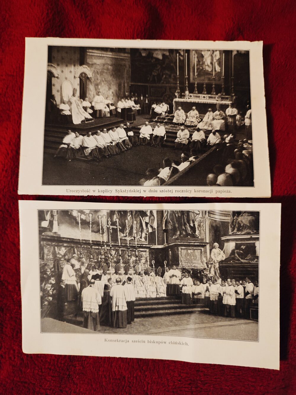 Dwa zdjęcia z Papieżem Piusem XI (ceremonie papieskie)