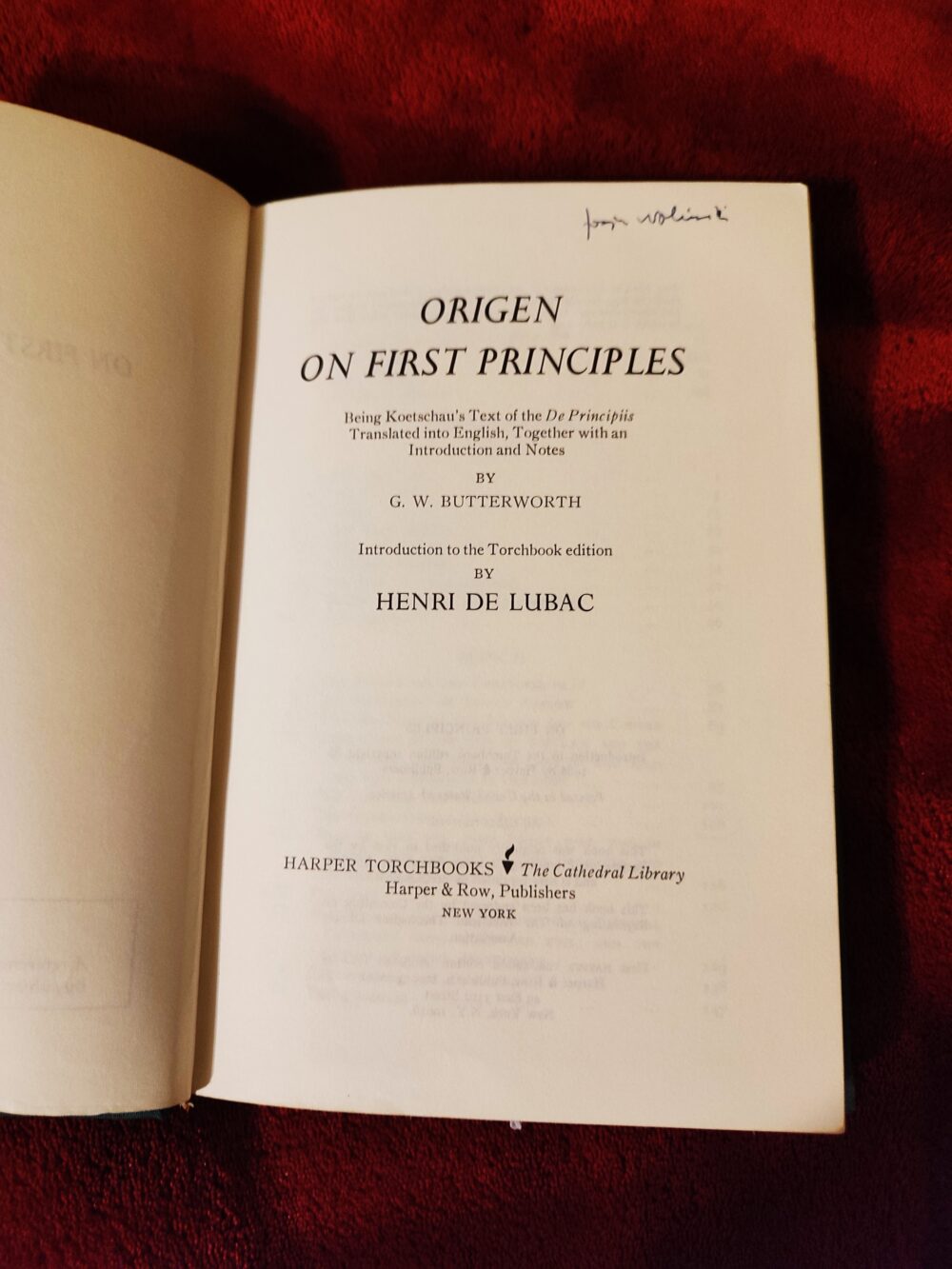 Origen, "On First Principles" [1966]