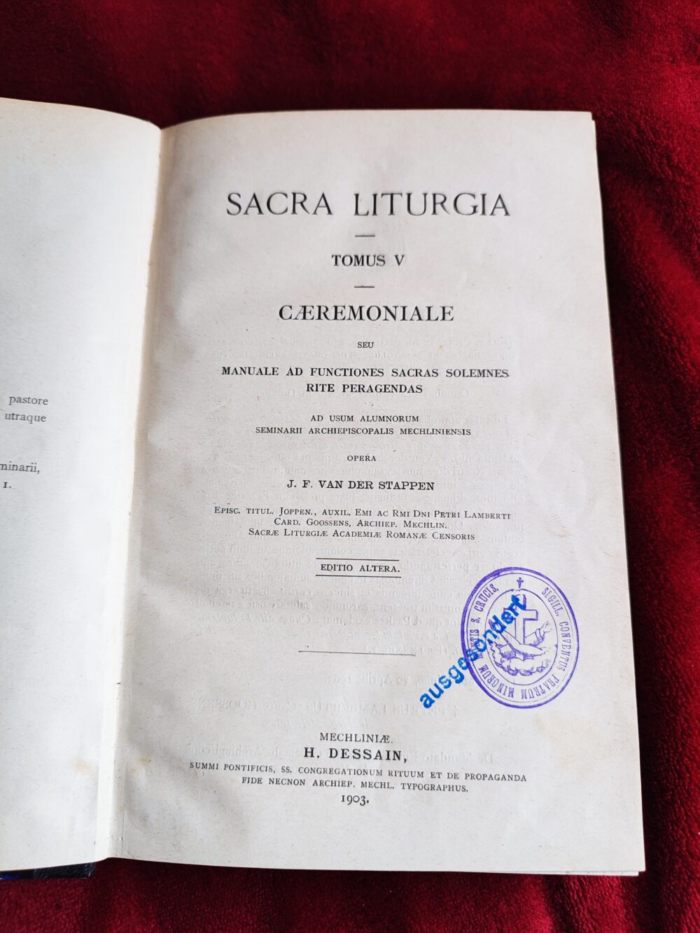 J. F. van der Stappen, "Caeremoniale seu manuale ad functiones solemnes rite peragendas" [1903]