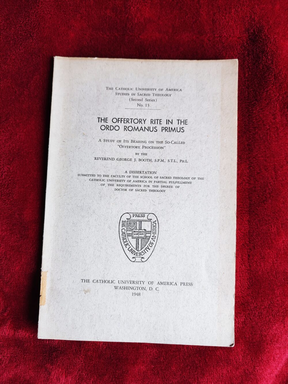 G. J. Booth, "The Offertory Rite in the Ordo Romanus Primus" [1948]