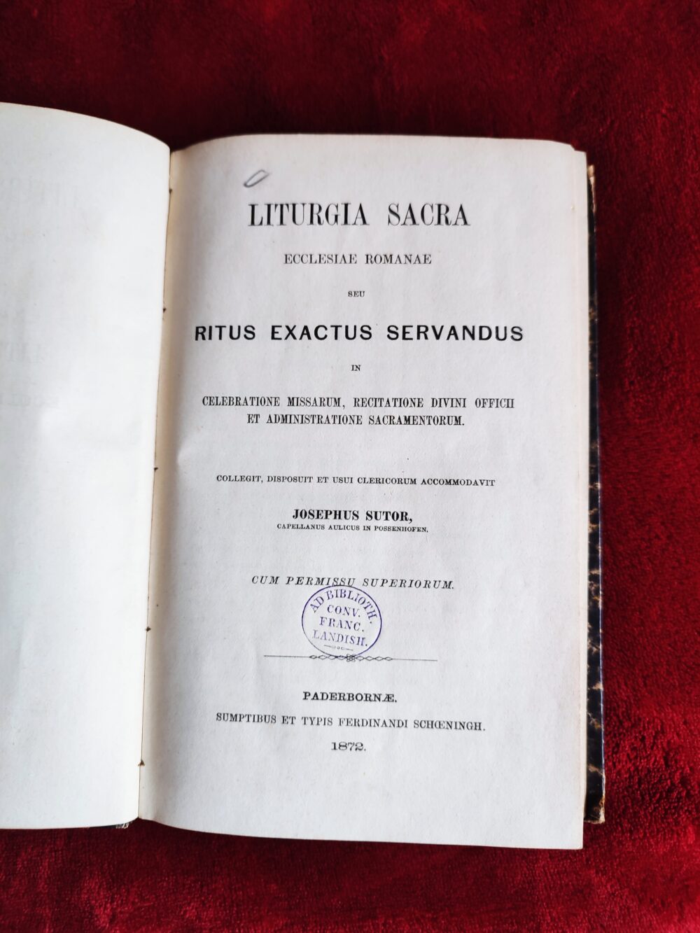Josephus Sutor, "Liturgia Sacra Ecclesiae Romanae" [1872]