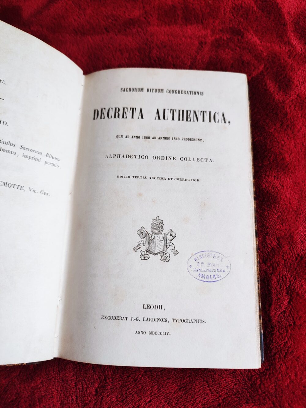 Sacrae Rituum Congregationis Decreta Authentica (...) alphabetico ordine collecta [1854]