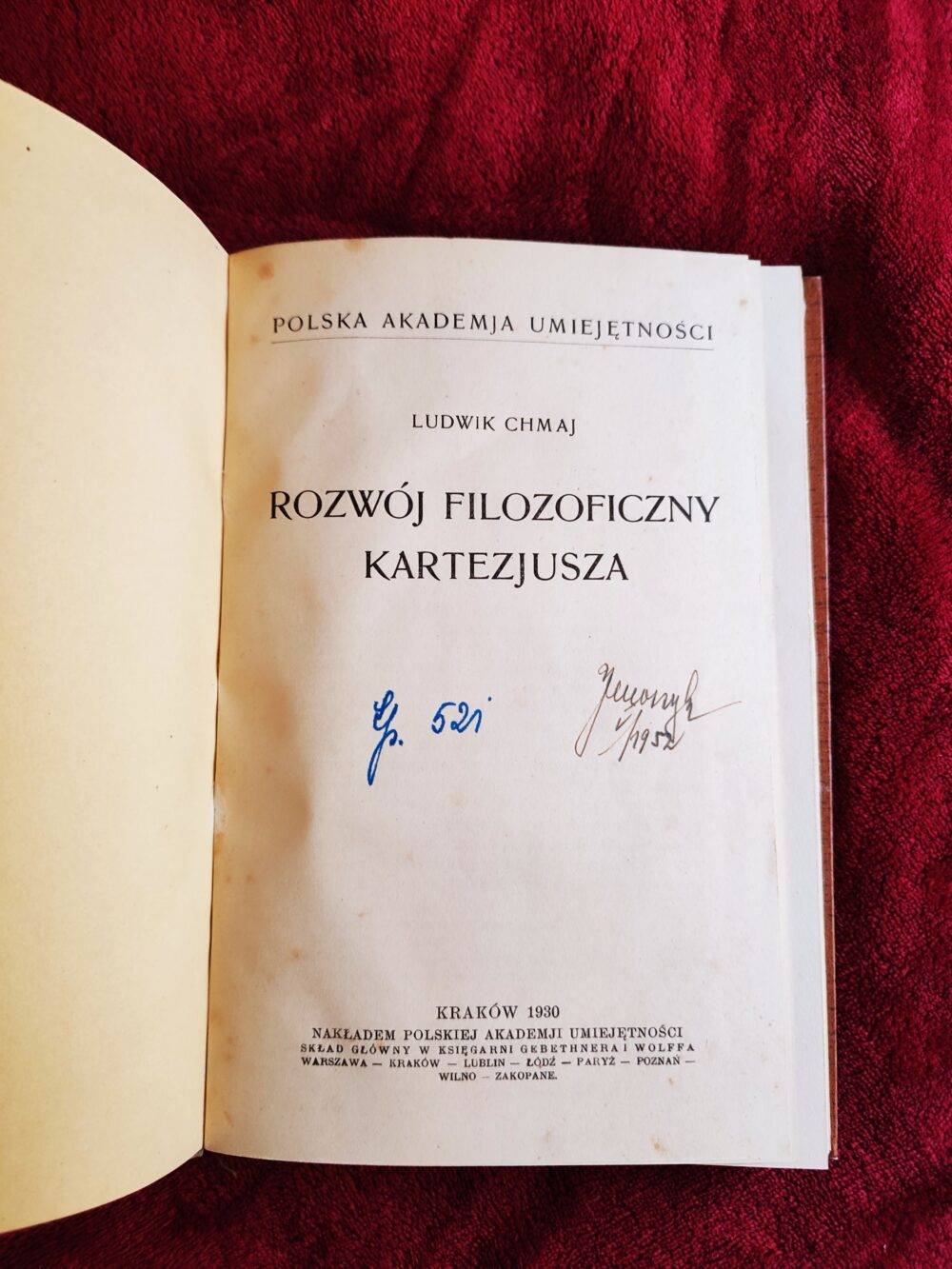 Ludwik Chmaj, "Rozwój filozoficzny Kartezjusza" [1930]
