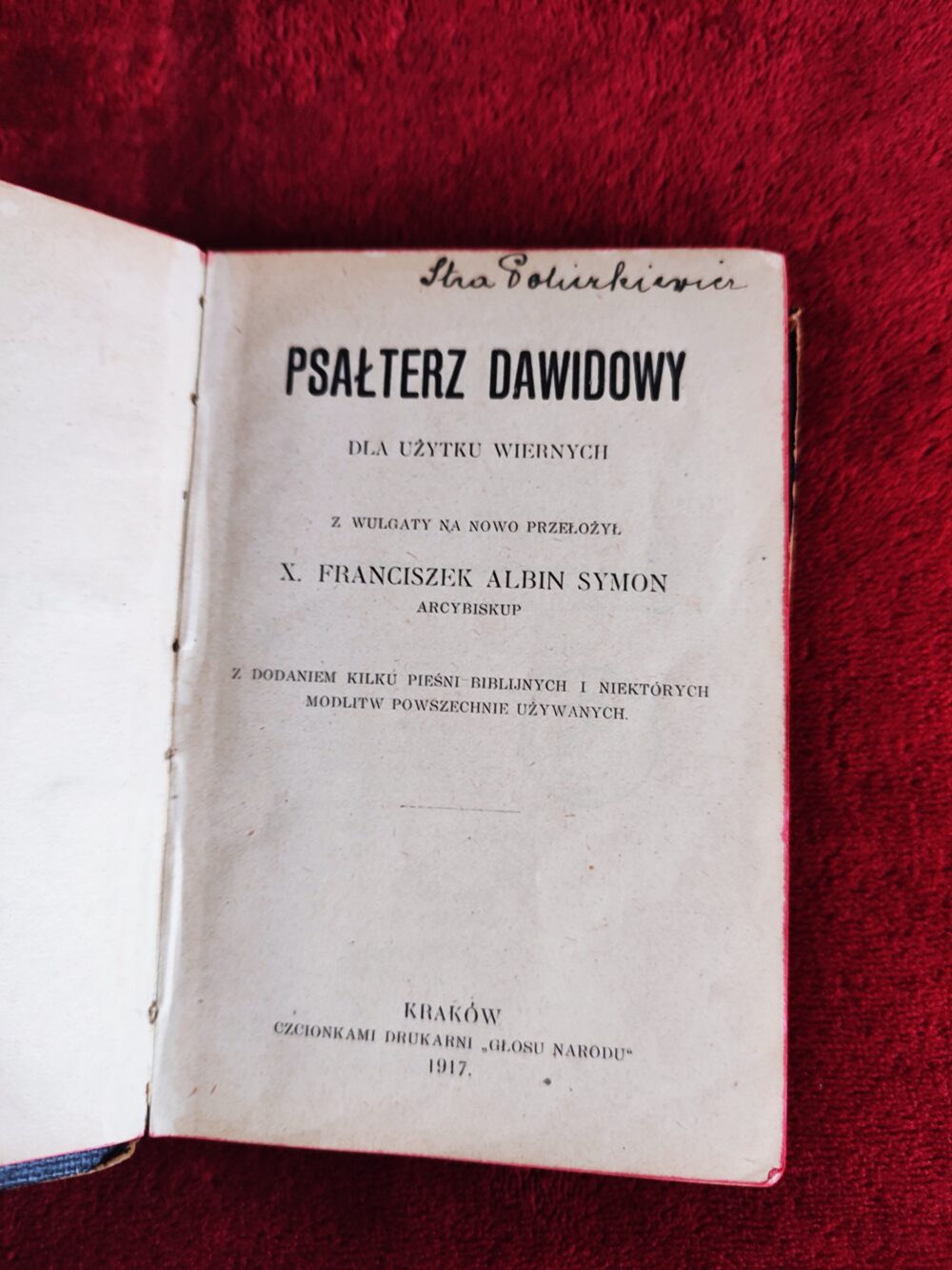 X. Arcybiskup Franciszek Albin Symon, "Psałterz Dawidowy do użytku wiernych" [1917]