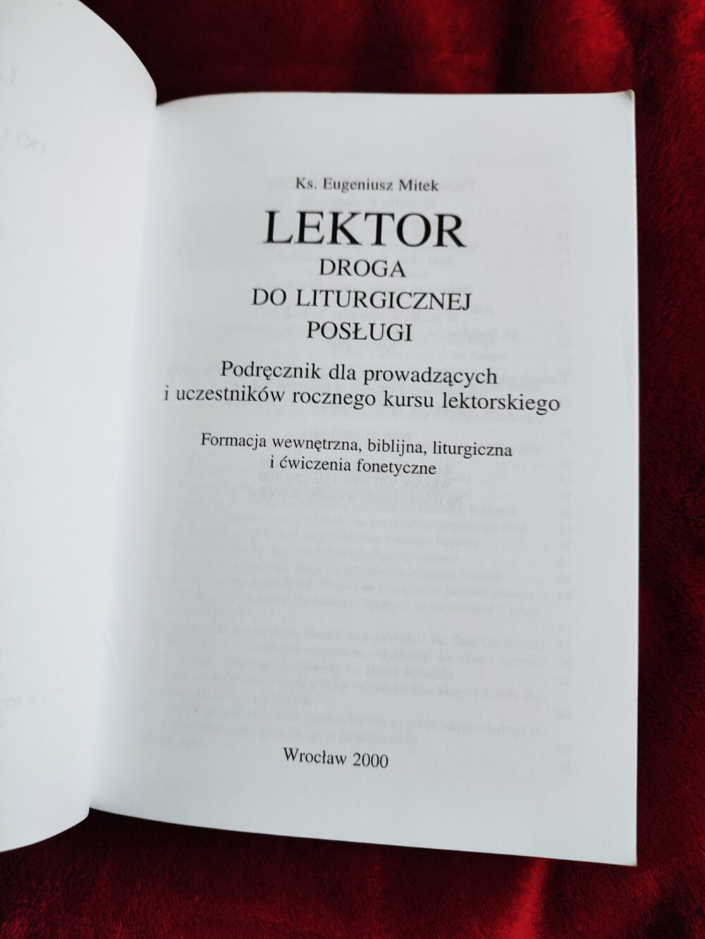Ks. Eugeniusz Mitek, "Lektor. Droga do liturgicznej posługi" [2000]