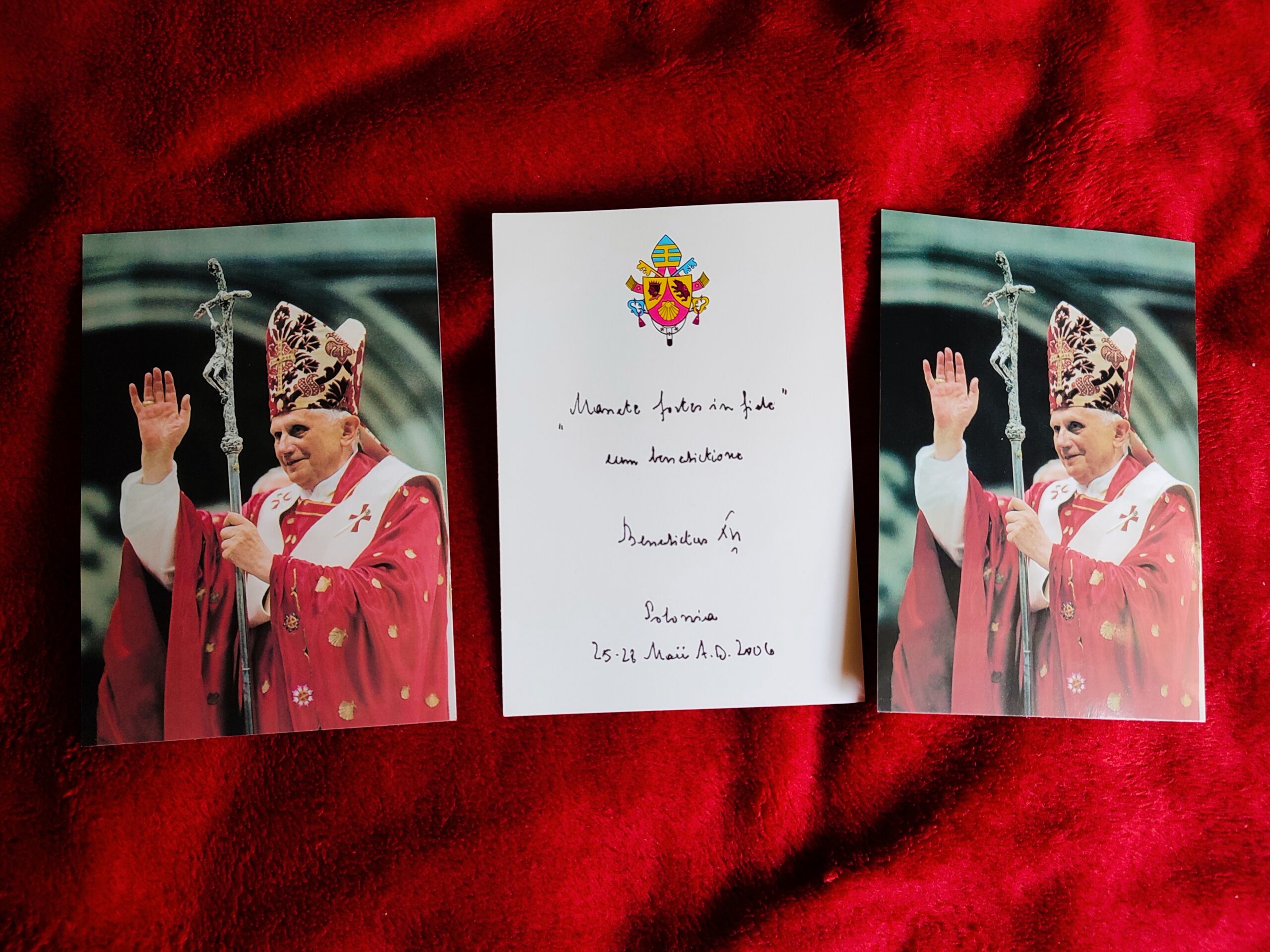 Oficjalny watykański obrazek z okazji Pielgrzymki Papieża Benedykta XVI do Polski w 2006 roku