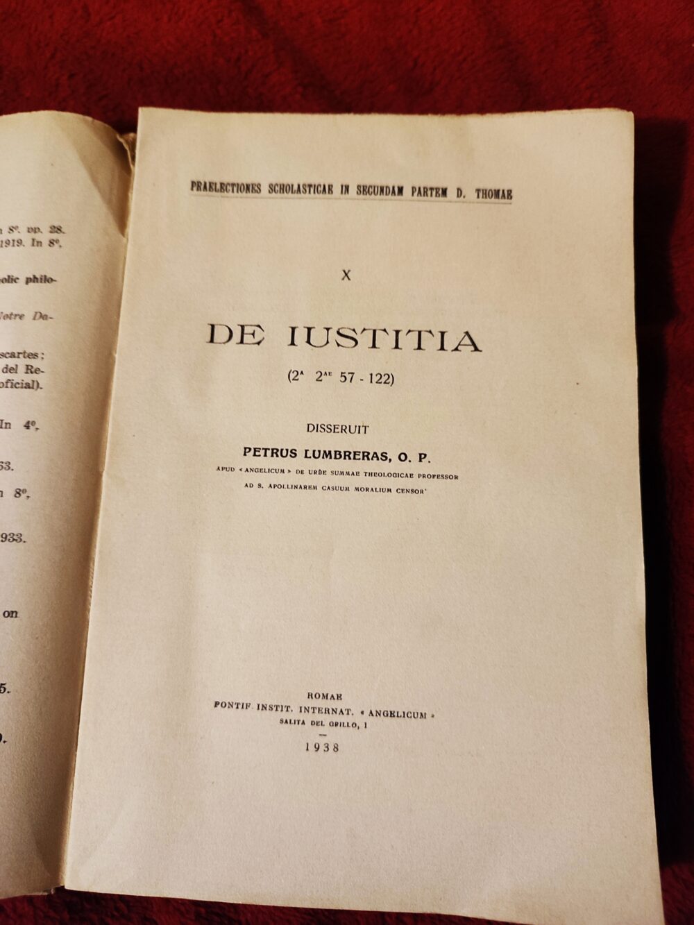 Petrus Lumbreras, O. P., "De Iustitia (2a2ae q. 57-122)" [1938]