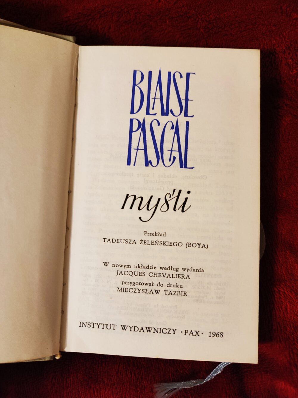 Blaise Pascal, "Myśli" [1968]