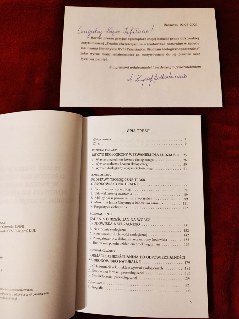 Ks. Krzysztof Wilczkiewicz, "Troska chrześcijanina o środowisko naturalne w świetle nauczania Benedykta XVI i Franciszka. Studium teologicznopastoralne" [2020] - obrazek 2