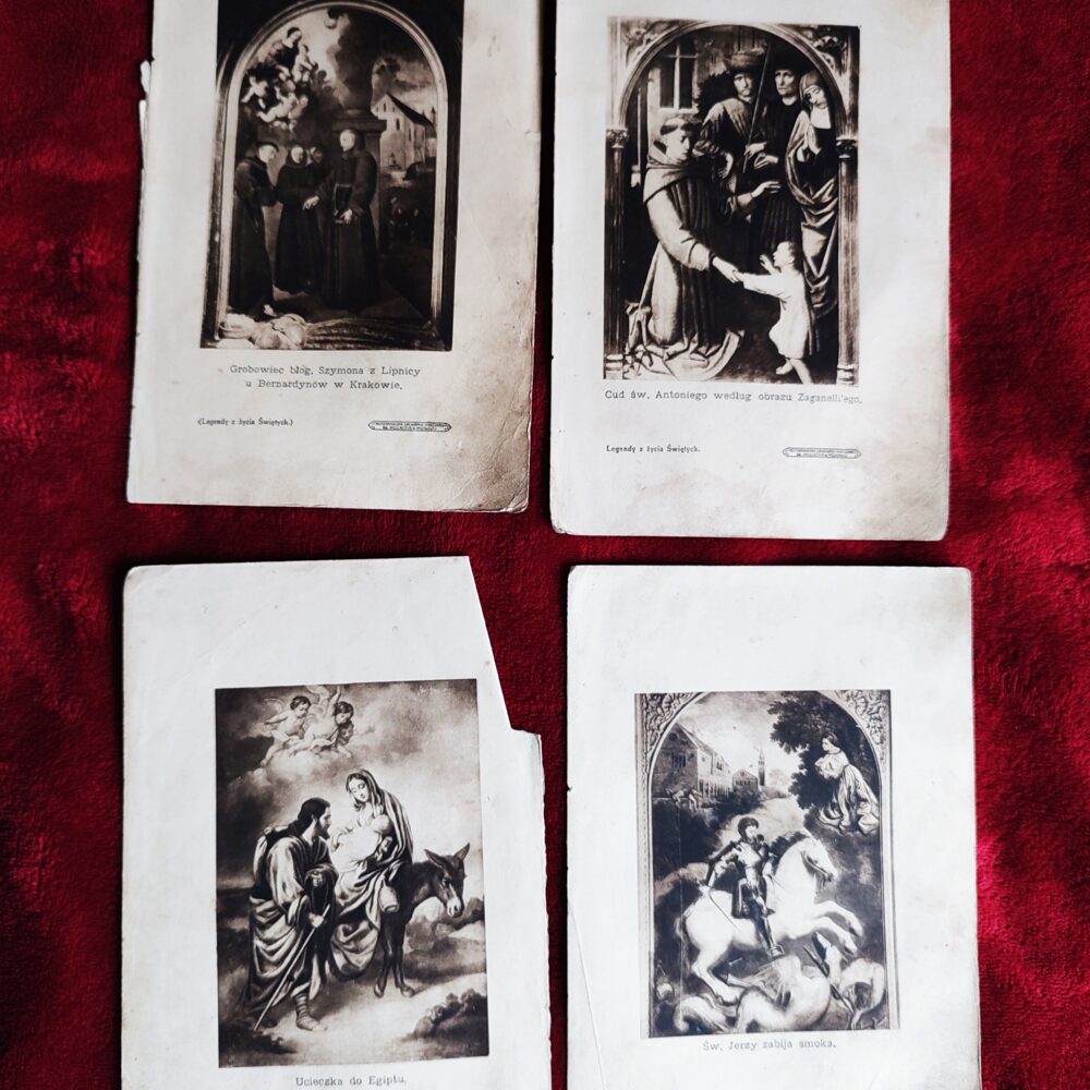 Zestaw 4 rotograwiur [1917] i 3 ilustracji [1925] z katolickich publikacji