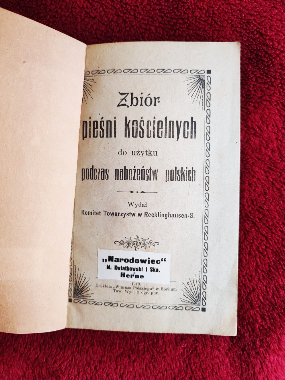 Zbiór pieśni kościelnych do użytku podczas nabożeństw polskich [1919]