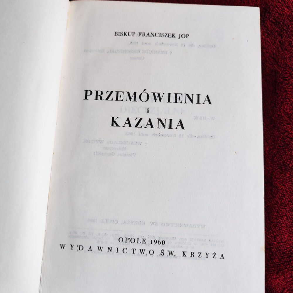 Biskup Franciszek Jop, "Przemówienia i kazania" [1960]