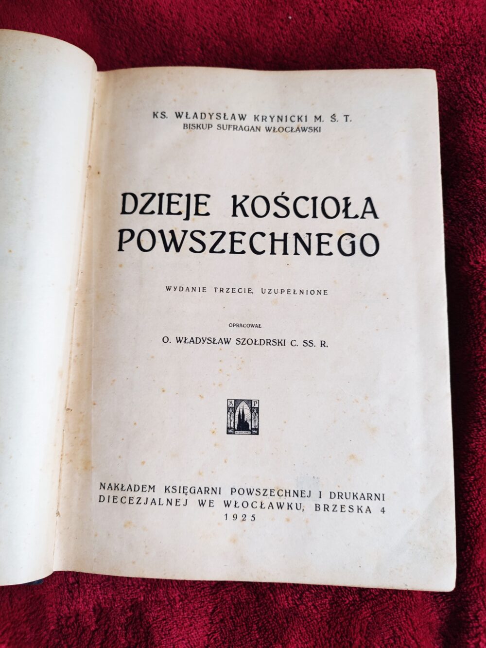 Ks. Władysław Krynicki M. Ś. T., "Dzieje Kościoła powszechnego" [1925]