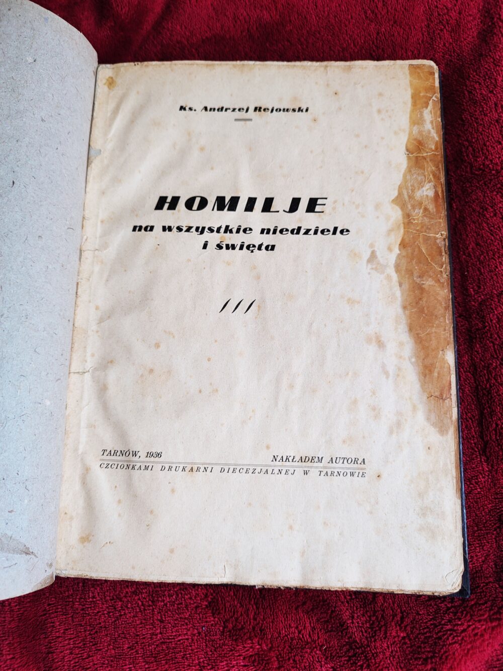 Ks. Andrzej Rejowski, "Homilje na wszystkie niedziele i święta" [1936]