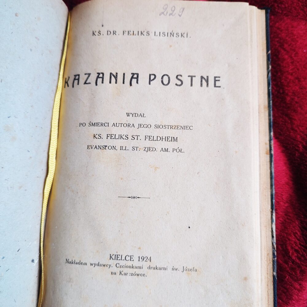 Ks. Dr. Feliks Lisiński, "Kazania postne" [1924]
