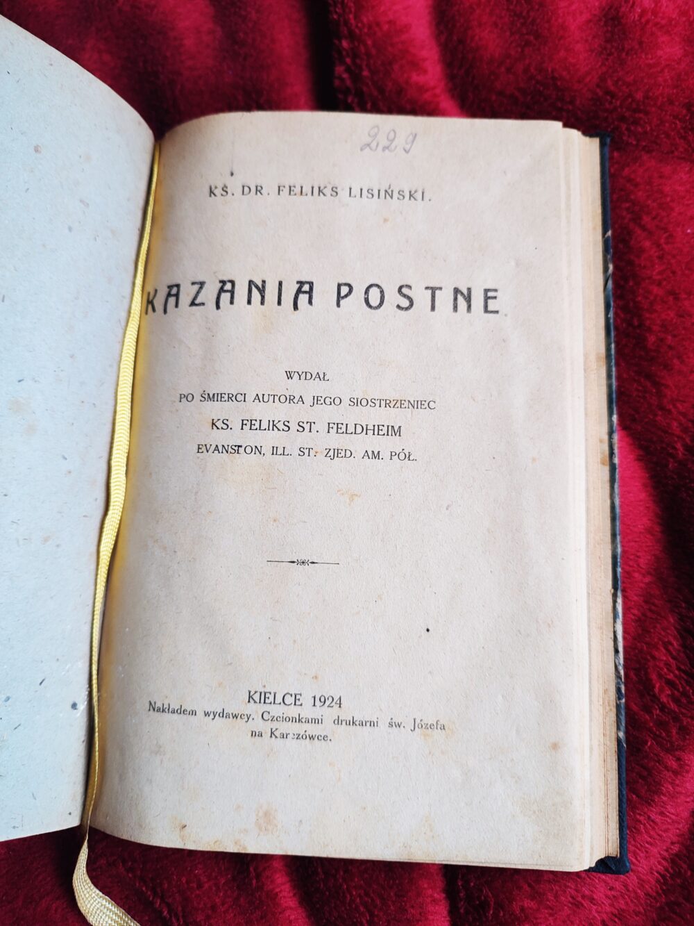 Ks. Dr. Feliks Lisiński, "Kazania postne" [1924]