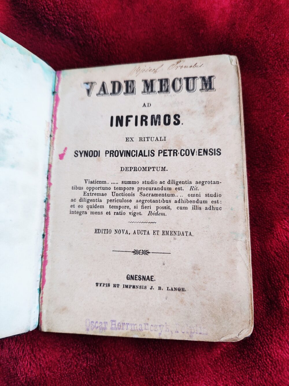 Vade mecum ad infirmos ex Rituali Synodi Provincialis Petrcoviensis depromptum [1871]