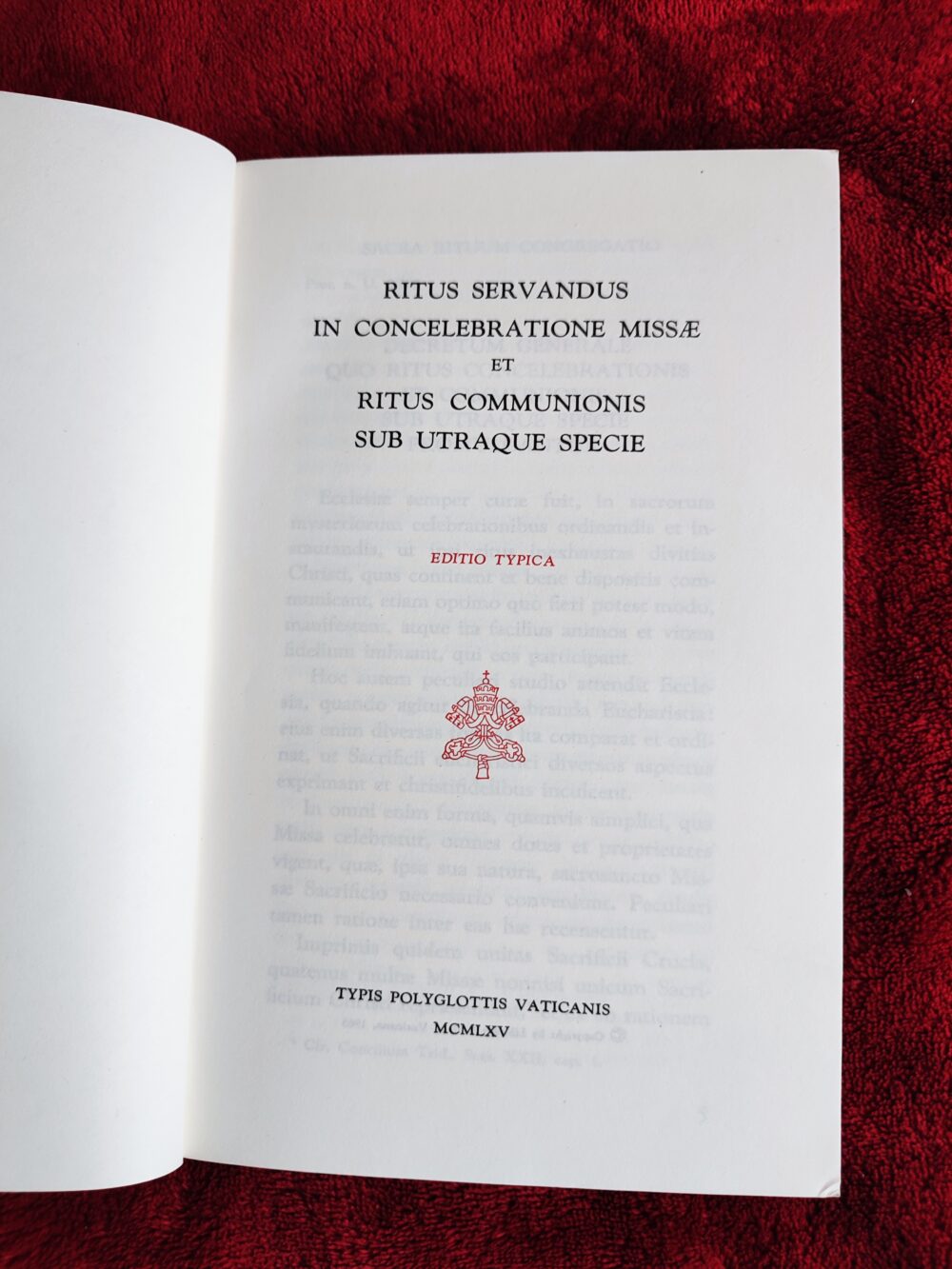 Ritus servandus in concelebratione Missae et Ritus Communionis sub utraque specie [1965]