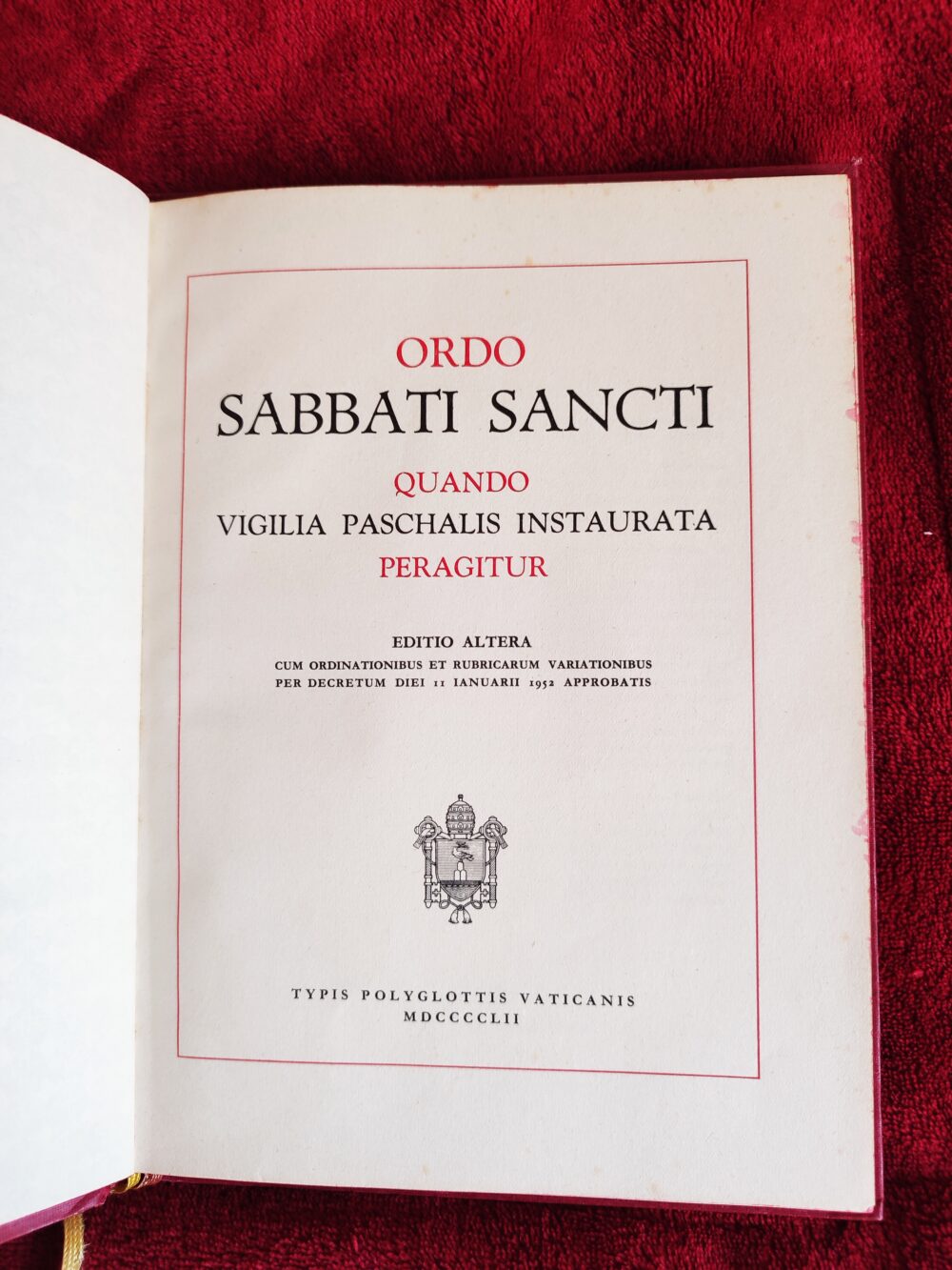 Ordo Sabbati Sancti quando Vigilia Paschalis instaurata peragitur [1952]