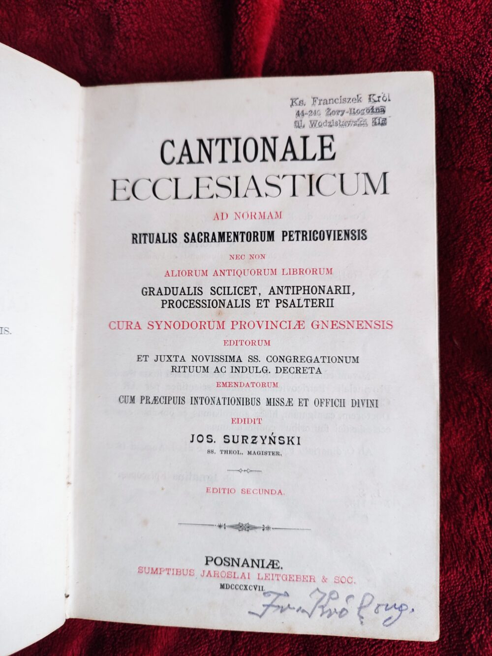 "Cantionale Ecclesiasticum" (edycja poznańska) [1897]