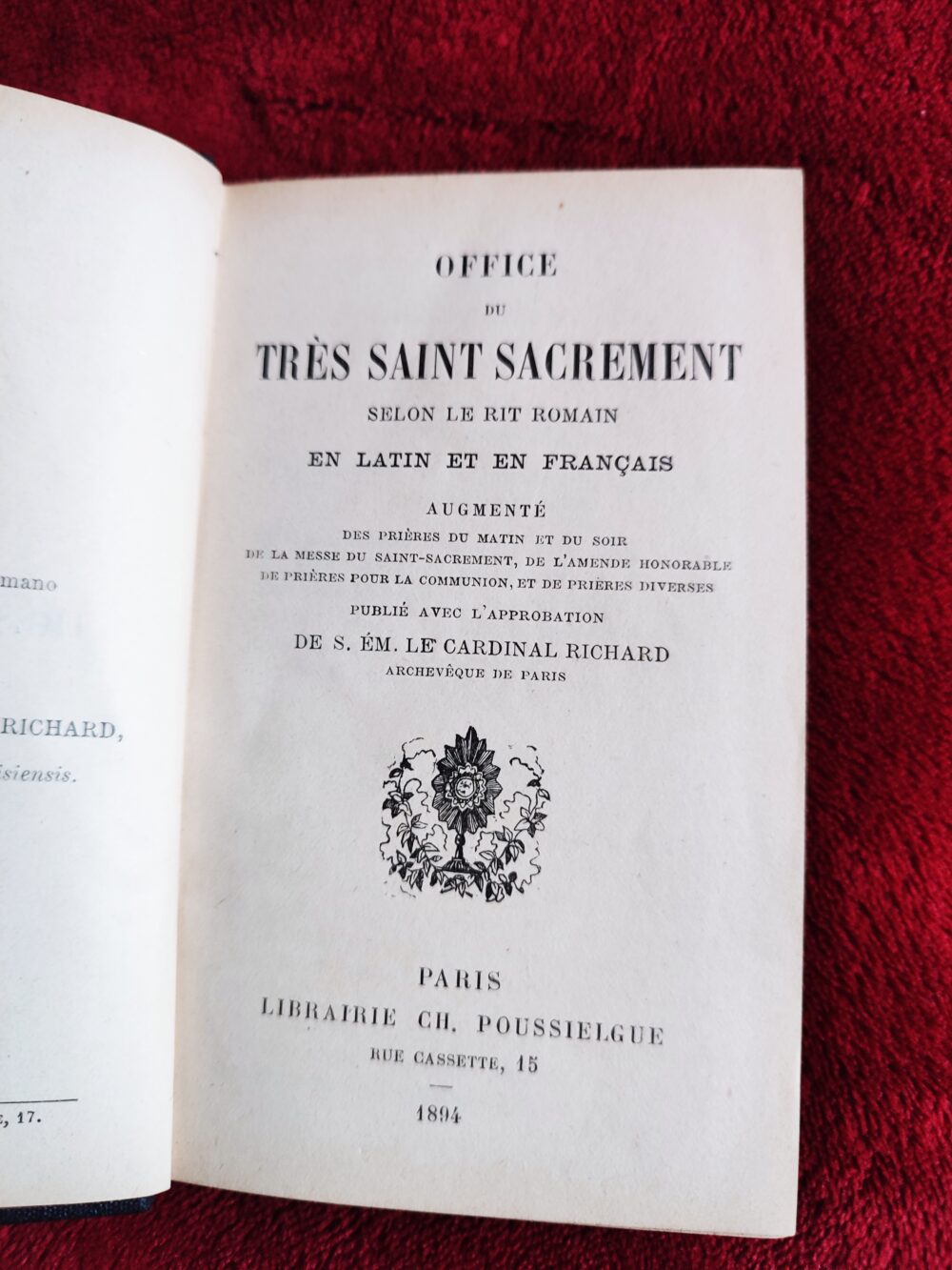 Officium de Sanctissimo Eucharistiae Sacramento [1894]