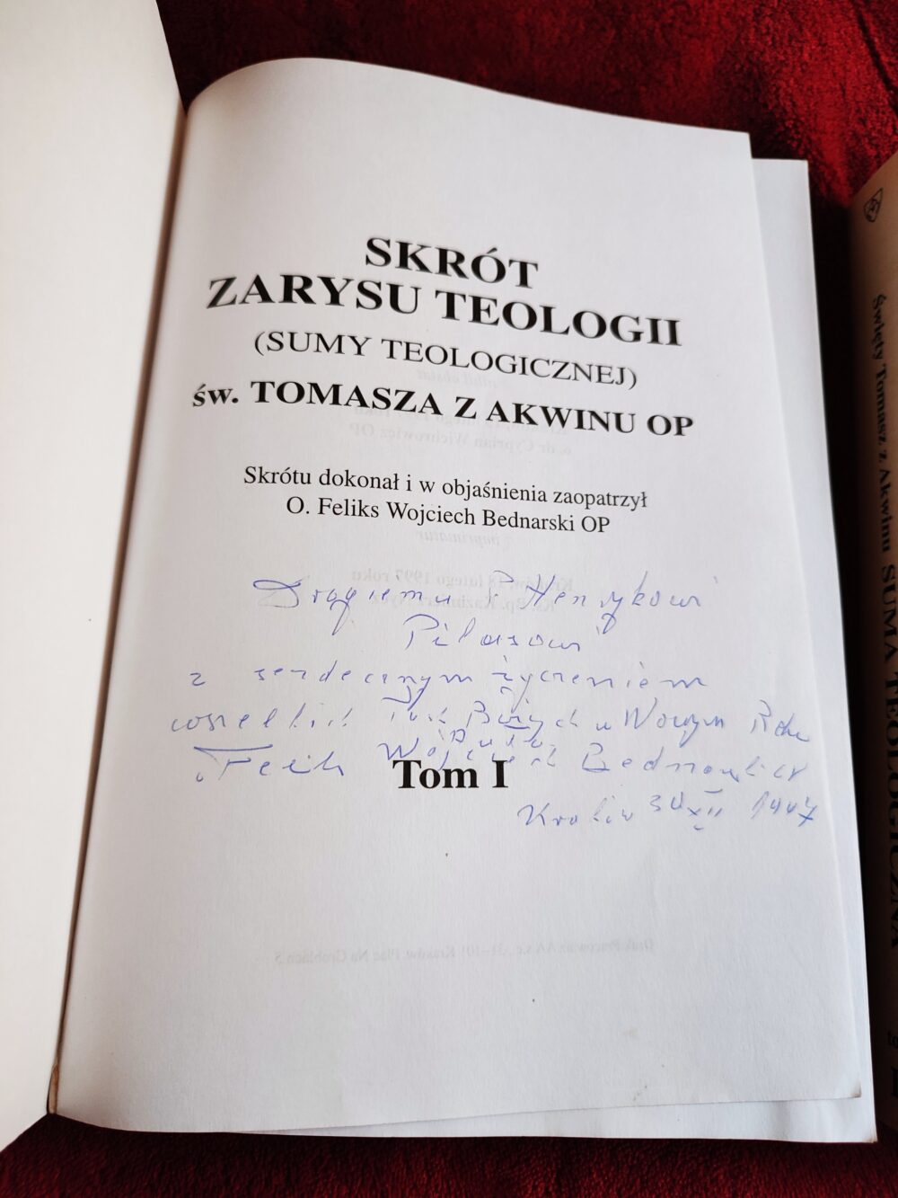 O. dr hc. Feliks Wojciech Bednarski OP, "Święty Tomasz z Akwinu. Suma teologiczna w skrócie" (2 t.) [1997] - obrazek 2