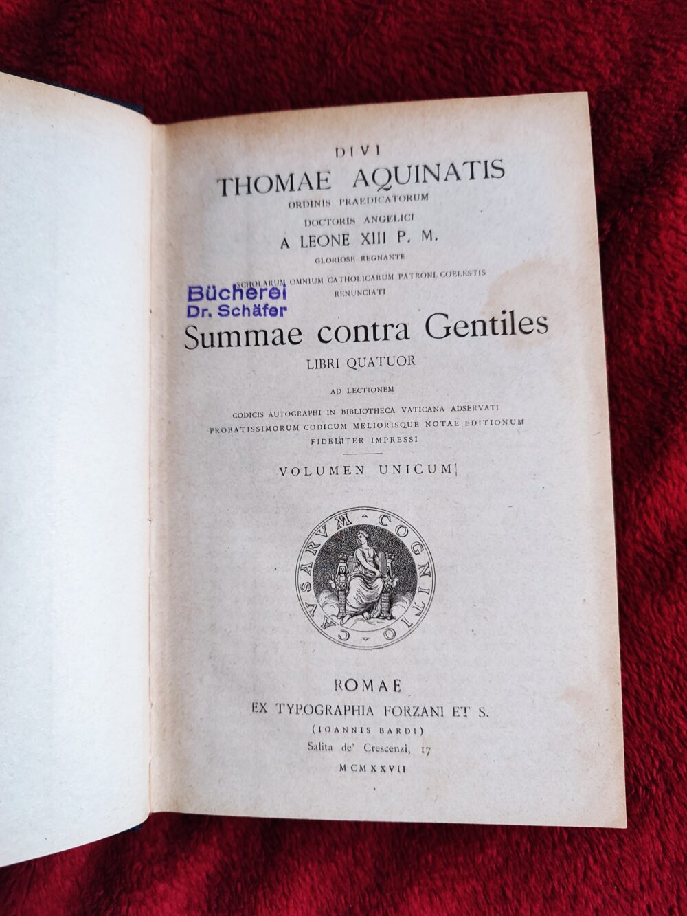 Divi Thomae Aquinatis Summa Contra Gentiles [1927]