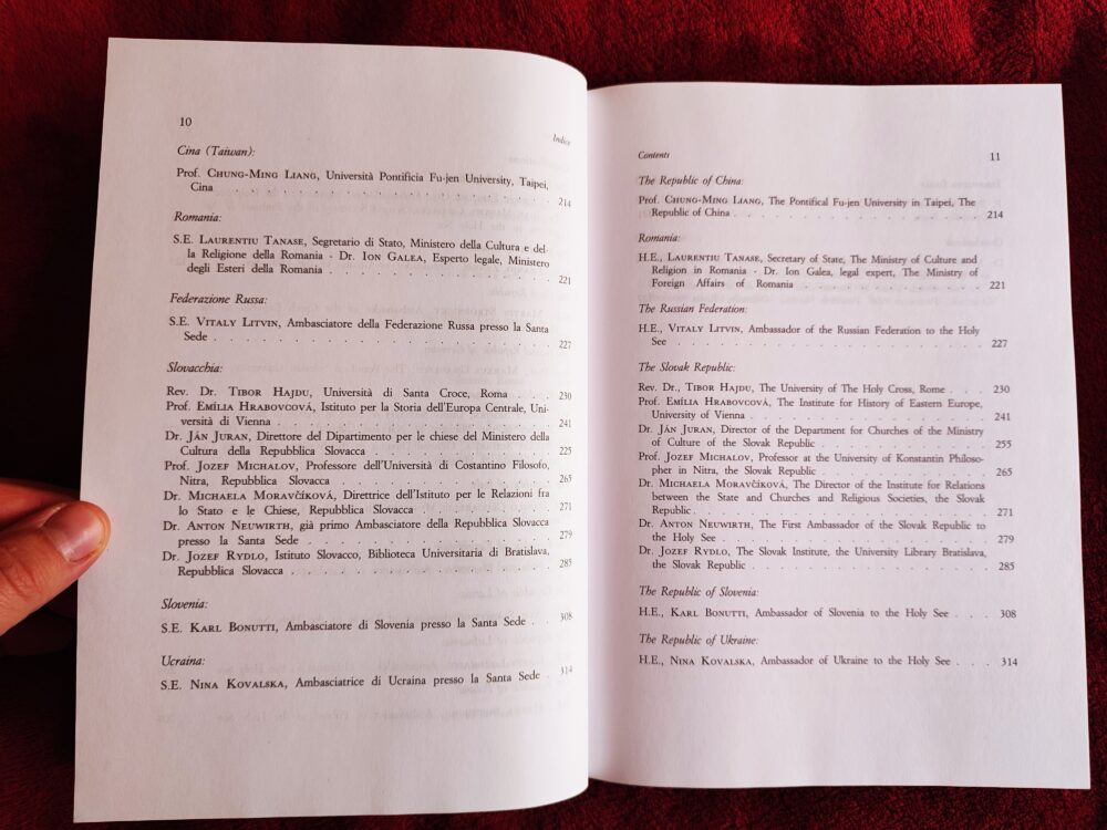Relazioni internazionali giuridiche bilaterali tra la santa Sede e gli Stati: esperienze e prospettive. International bilateral Legal relations between the holy See and States: Experiences and Perspectives [2003] - obrazek 4