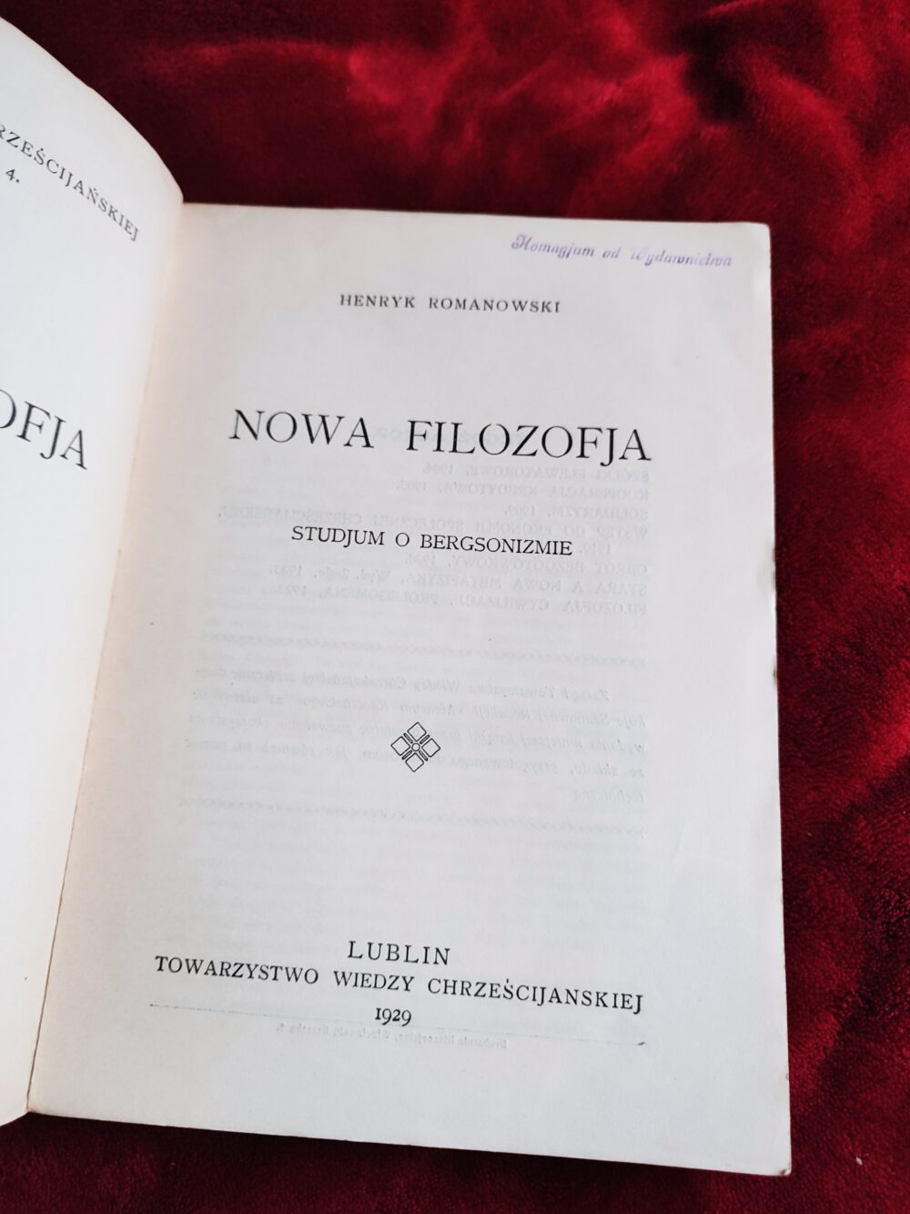 Henryk Romanowski, "Nowa filozofja. Krytyka bergsonizmu [studjum o bergsonizmie]" [1929] - obrazek 2