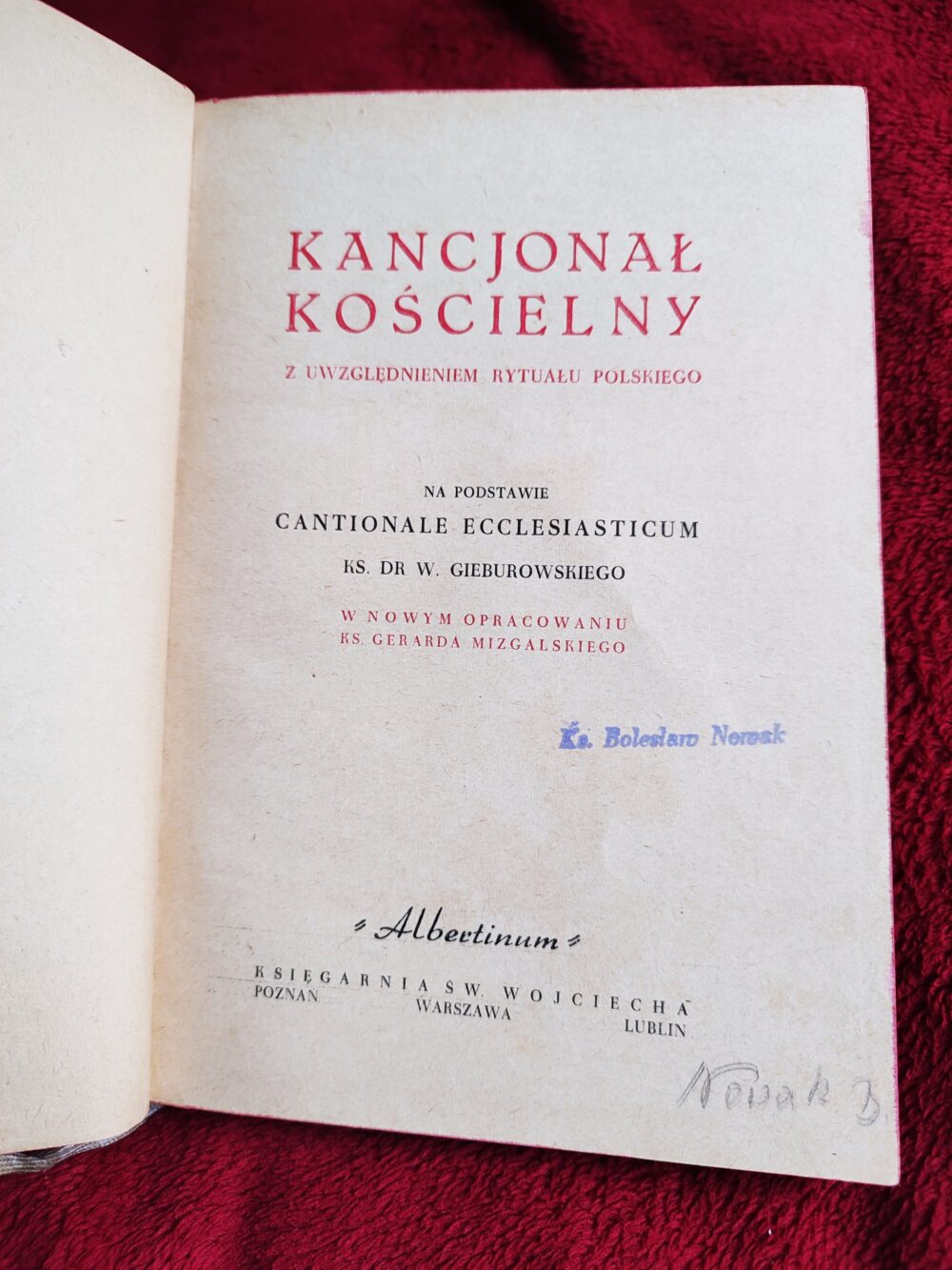 Ks. Gerard Mizgalski, "Kancjonał Kościelny z uwzględnieniem Rytuału Polskiego" [1954]