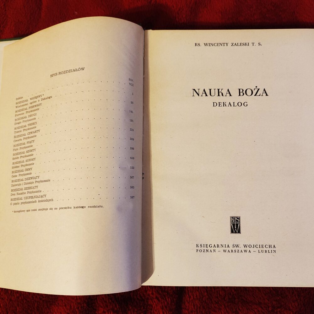 Ks. Wincenty Zaleski T. S., "Nauka Boża. Dekalog" [1960]