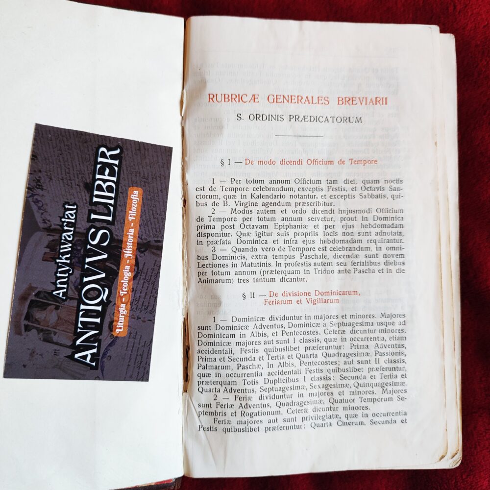 Breviarium juxta ritum Sacri Ordinis Praedicatorum Apostolica Auctoritate approbatum Reverendissimi Patris Fratris Hyacinthi Mariae Cormier [1909]