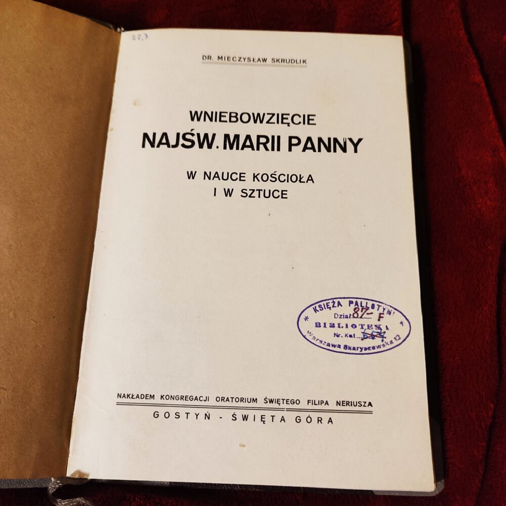 Dr. Mieczysław Skrudlik, "Wniebowzięcie Najśw. Marii Panny w nauce Kościoła i w sztuce" [1936]