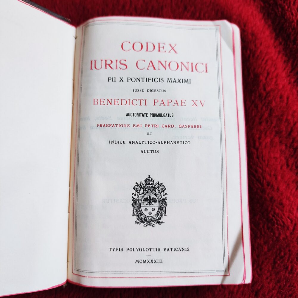 Codex Iuris Canonici Pii X Pontificis Maximi iussu digestus Benedicti Papae XV (...) [1933]