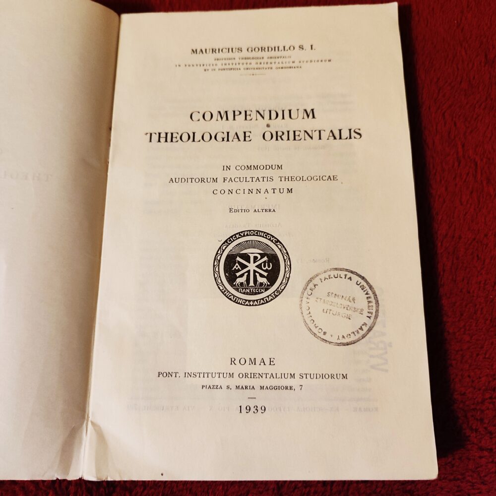 Mauricius Gordillo S. I., "Compendium theologiae orientalis" [1939]