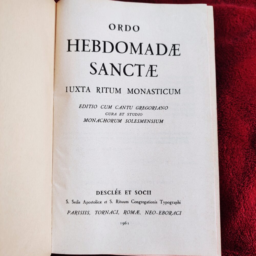 Ordo Hebdomadae Sanctae iuxta ritum monasticum [1961]