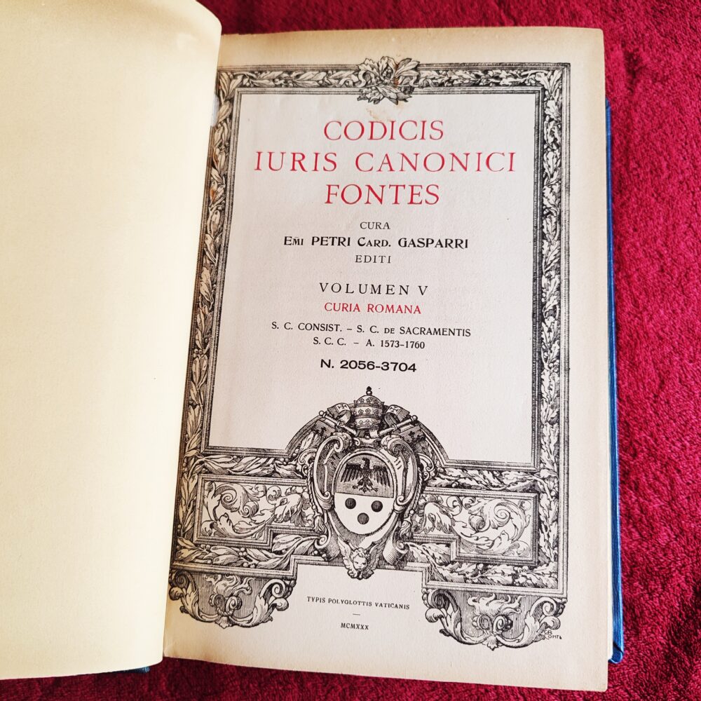 Petrus Card. Gasparri, "Codicis Iuris Canonici fontes" (vol V: Curia Romana) [1930]