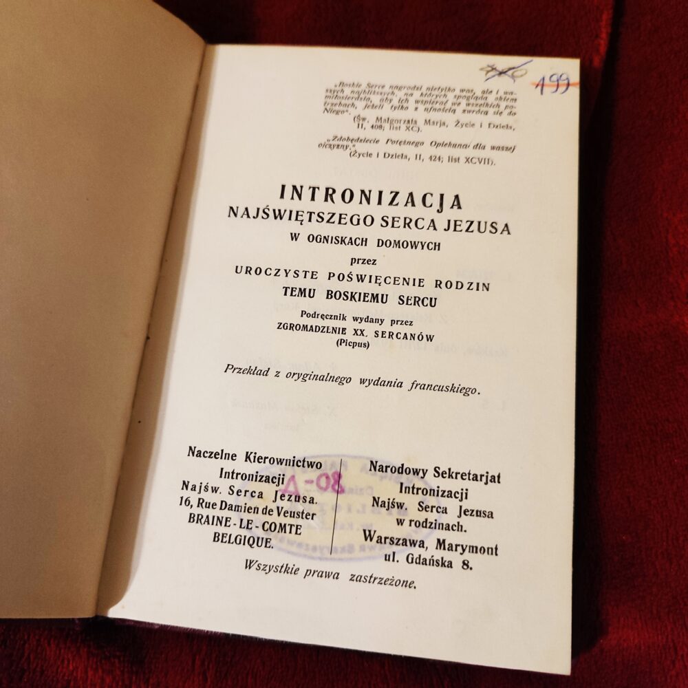 Intronizacja Najświętszego Serca Jezusa w ogniskach domowych przez uroczyste poświęcenie rodzin temu Boskiemu Sercu [1934]