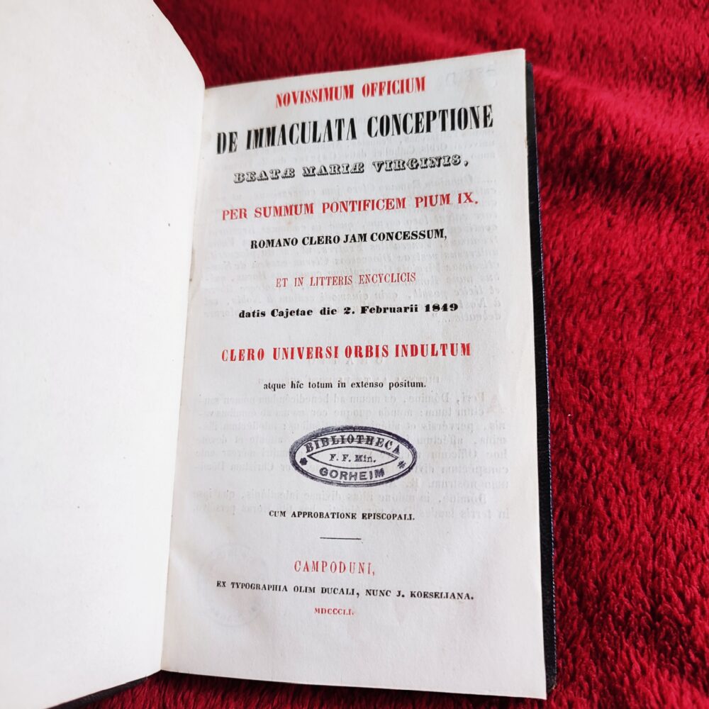 Novissimum Officium de Immaculata Conceptione Beatae Mariae Virginis (...) [1851]