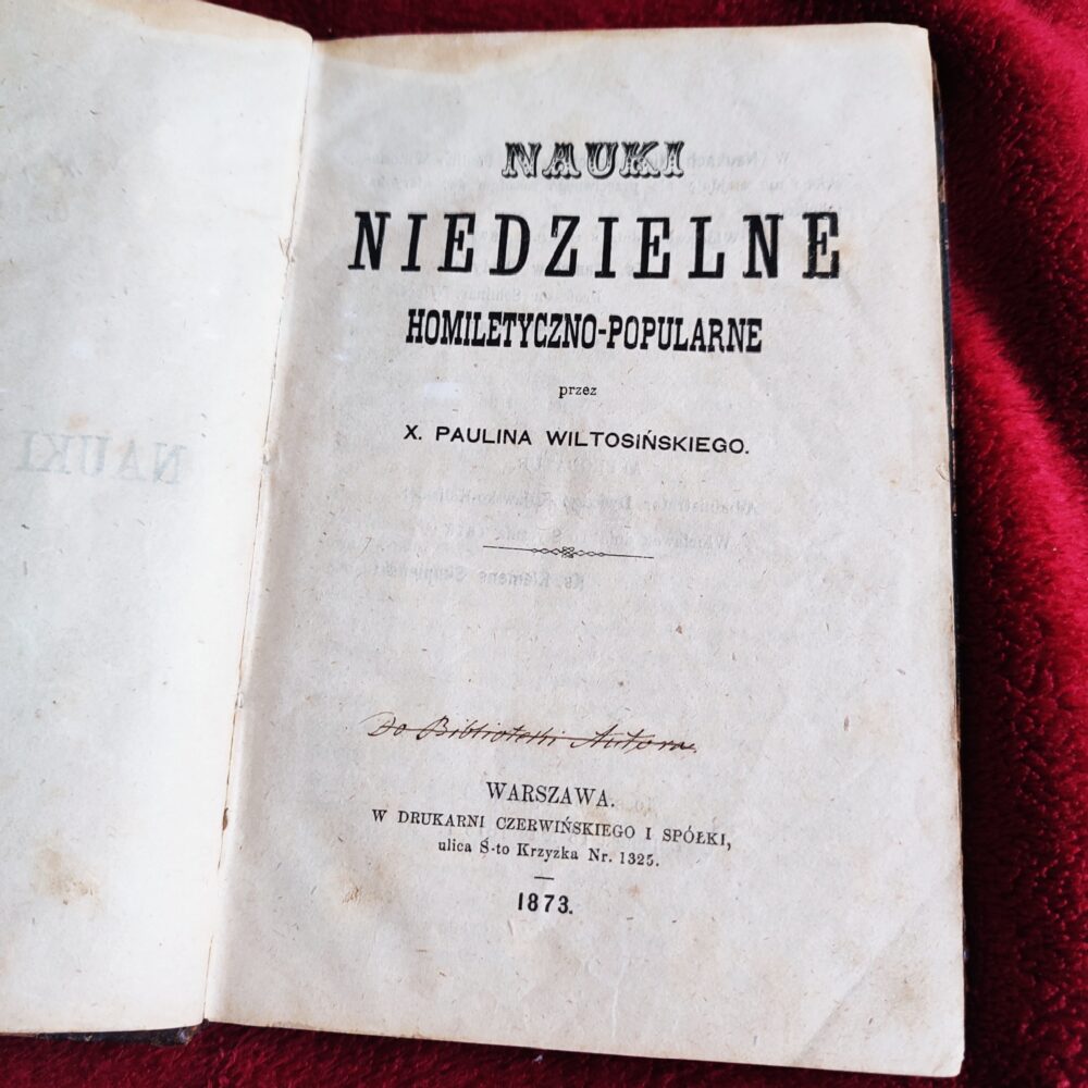 X. Paulin Wiltosiński, "Nauki niedzielne homiletyczno-popularne" [1873]