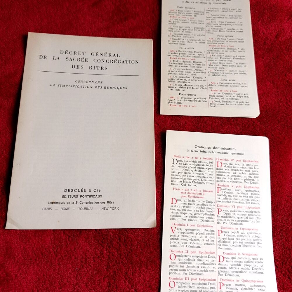 Decretum generale S. Rituum Congregationis «De rubricis ad simpliciorem formam redigendis» [1955] + wkładki brewiarzowe [1961]