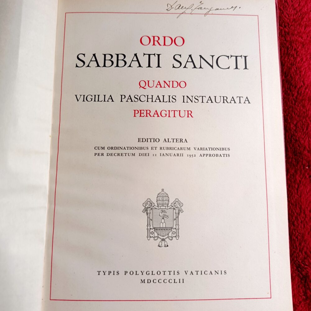 Ordo Sabbati Sancti quando Vigilia Paschalis instaurata peragitur [1952]