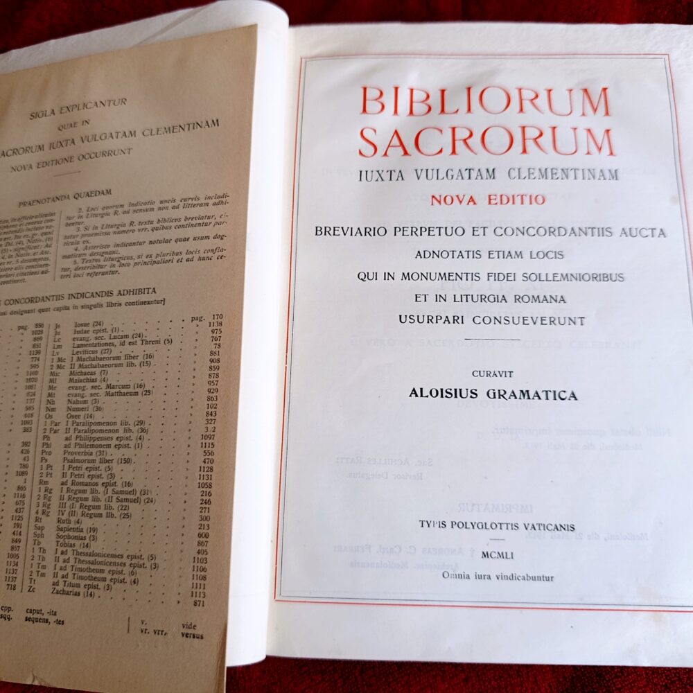 Bibliorum Sacrorum iuxta Vulgatam Clementinam. Nova editio Breviario perpetuo et Concordantiis aucta adnotatis etiam locis qui in Monumentis Fidei Sollemnioribus et in Liturgia Romana usurpari consueverunt [1951]