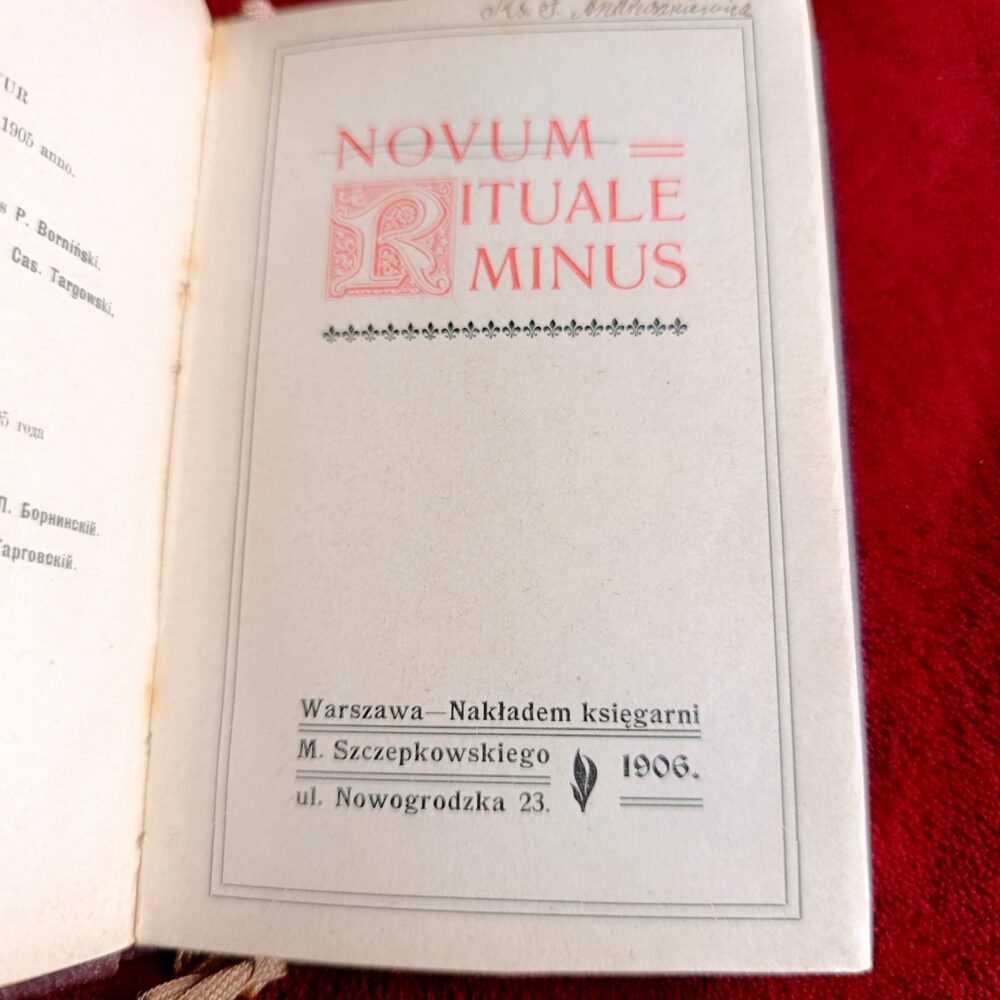 Novum Rituale Minus (rytuał dla diecezji polskich) [1906]