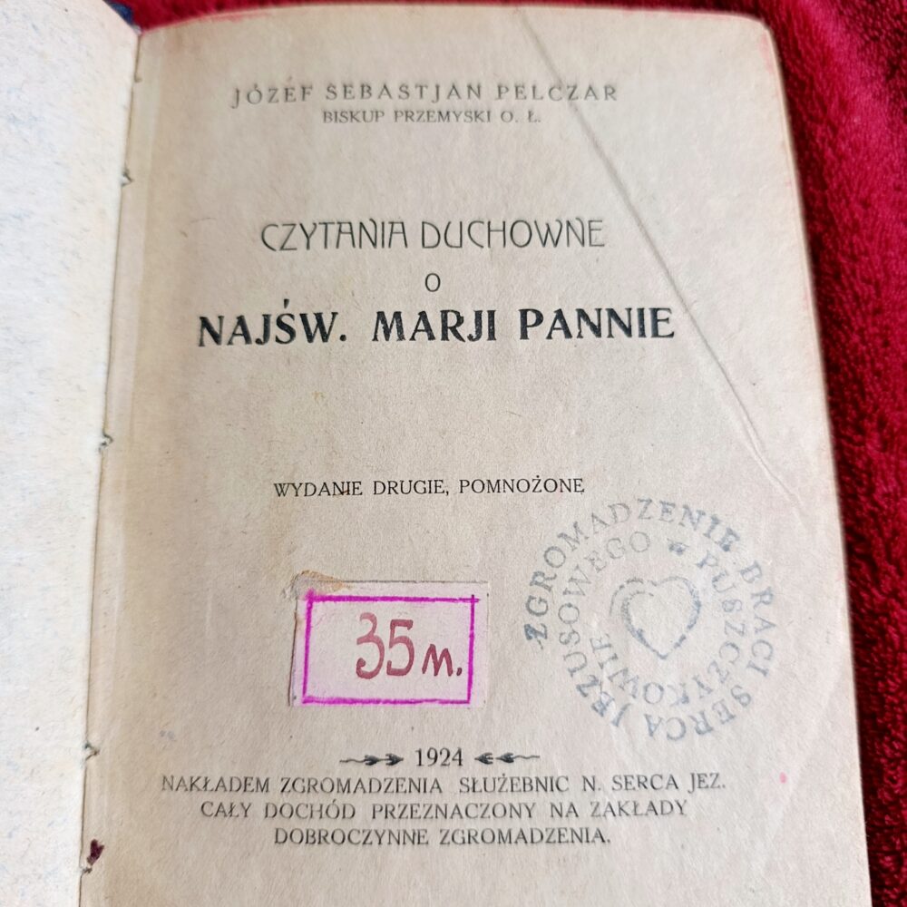 Józef Sebastjan Pelczar, "Czytania duchowne o Najśw. Marji Pannie" [1924]