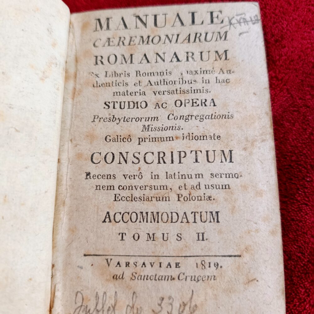 "Manuale Caeremoniarum Romanarum (...) ad usum Ecclesiarum Poloniae" (t. II) [1819]